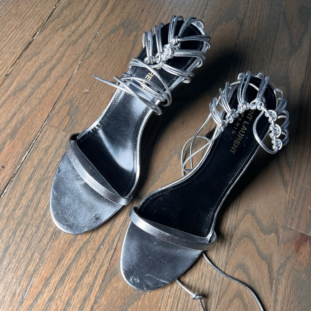 Saint Laurent Lexi 90 Metallic Sandal size 7.5